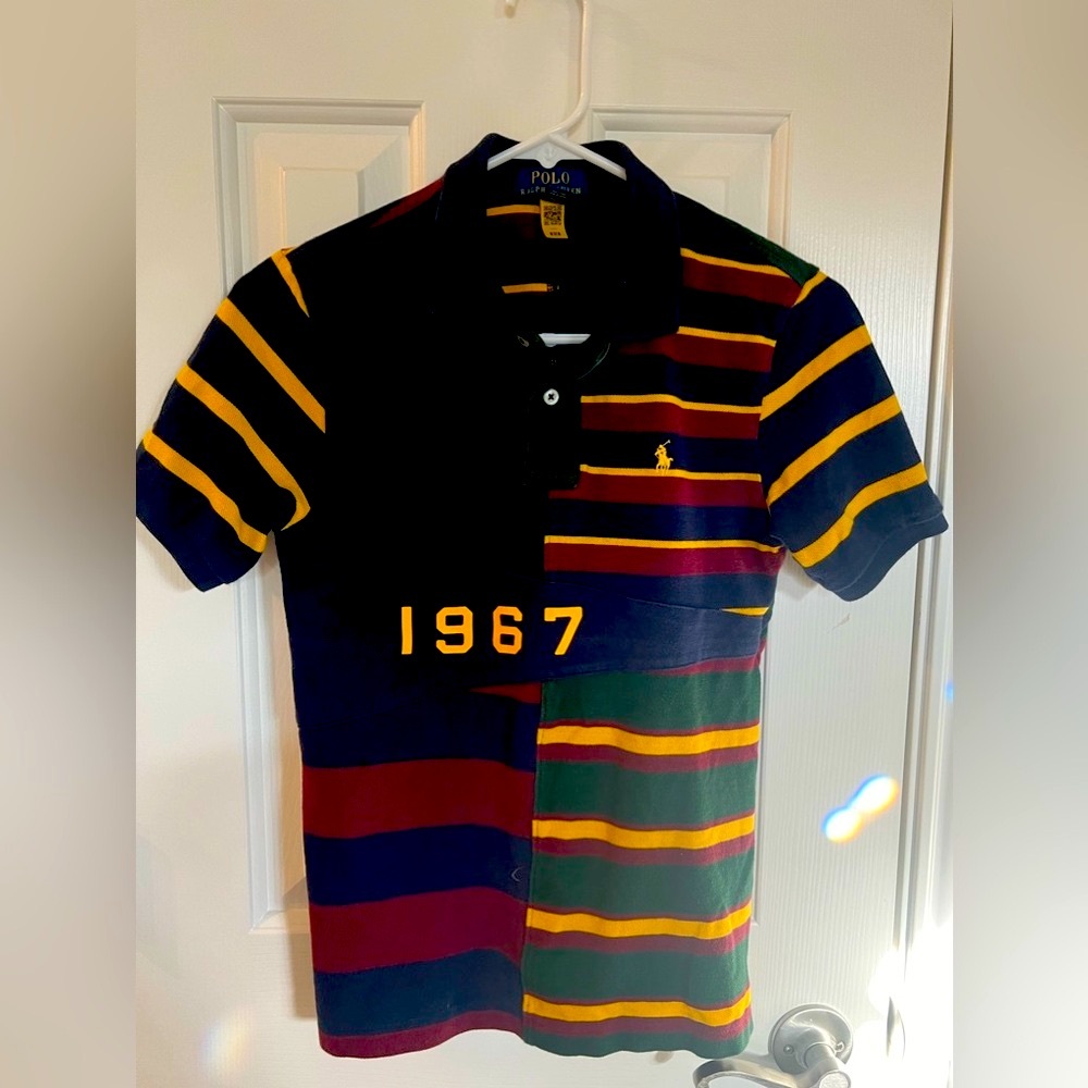 Ralph Lauren Polo | Boys Multi-Colored Striped Logo Polo Shirt | Patchwork 1967